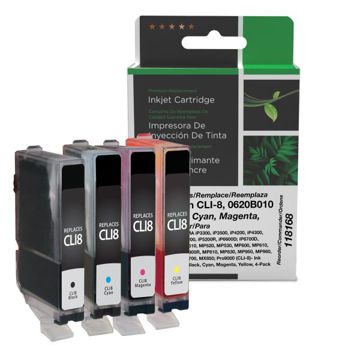 Picture of COMPATIBLE BLACK, CYAN, MAGENTA, YELLOW INKS FOR CANON CLI-8 4-PACK