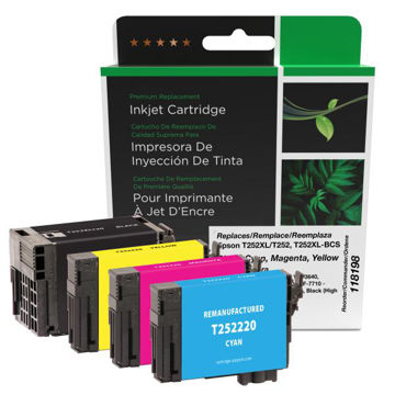 Picture of COMPATIBLE BLAC T252XL/T252, T252XL-BCS K HY, CYAN, MAGENTA, YELLOW INKS