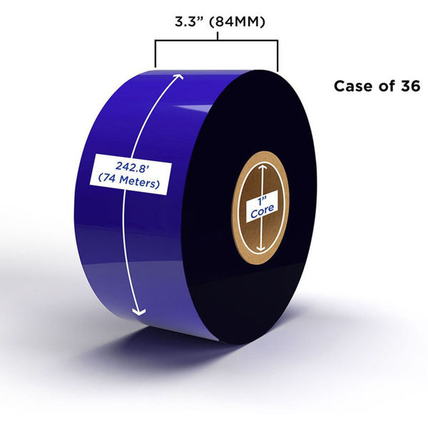Picture of COMPATIBLE ENHANCED WAX/RESIN RIBBON 84MM X 74M (36 RIBBONS/CASE) FOR ZEBRA PRINTERS