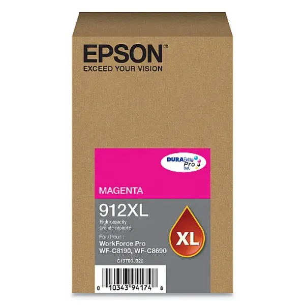 EPSON T912 DURABRITE ULTRA HIGH CAPACITY MAGENTA INK CARTRIDGE